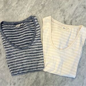 GAP BUNDLE: (2) Tank Tops - Navy/White and Beige/Off-White (L) *BUTTER SOFT*